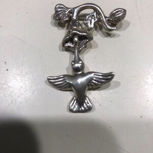 Vintage Sterling Silver Hummingbird Brooch
